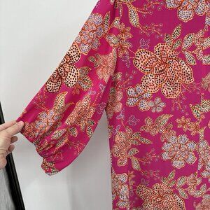 JOHNNY WAS JADE vesna dress tunic mini 100% silk pink multi floral boho S